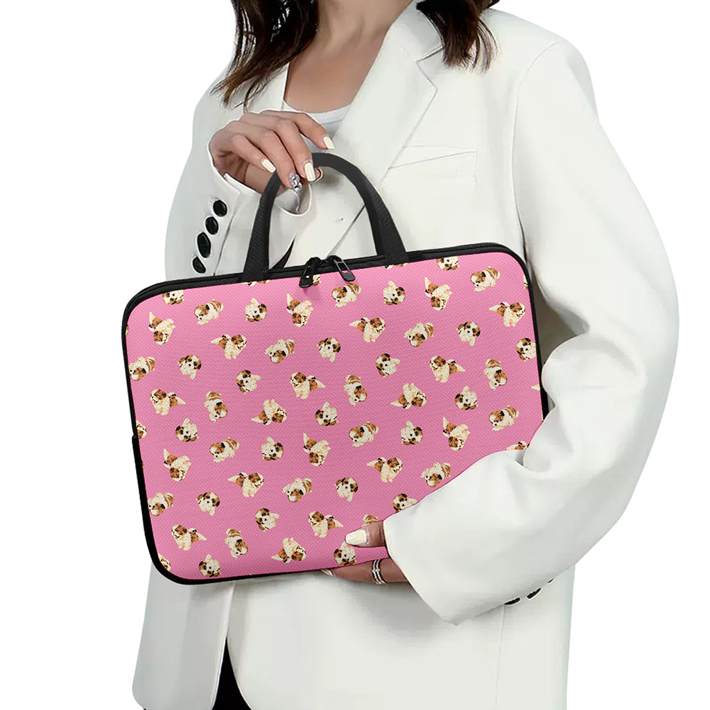 Cute Shih Tzu Pattern Print Laptop Sleeve With Handle