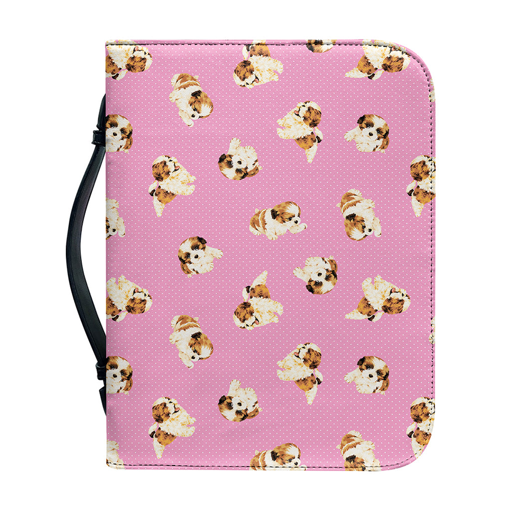 Cute Shih Tzu Pattern Print Leather Bible Cover