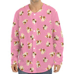 Cute Shih Tzu Pattern Print Long Sleeve Baseball Jersey