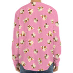 Cute Shih Tzu Pattern Print Long Sleeve Baseball Jersey