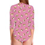 Cute Shih Tzu Pattern Print Long Sleeve Swimsuit