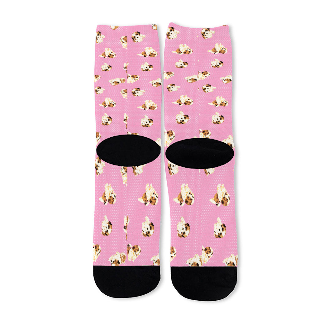 Cute Shih Tzu Pattern Print Long Socks