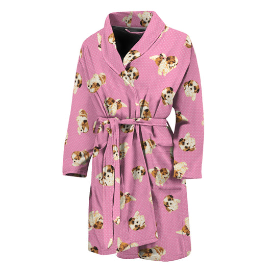 Cute Shih Tzu Pattern Print Men's Bathrobe