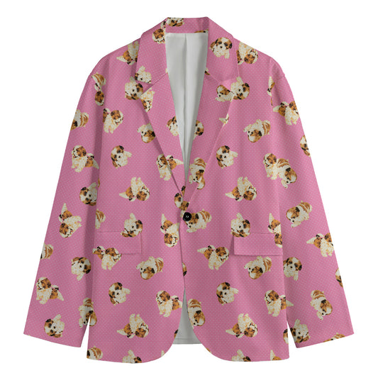 Cute Shih Tzu Pattern Print Men's Blazer