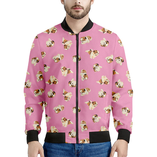 Cute Shih Tzu Pattern Print Men's Bomber Jacket