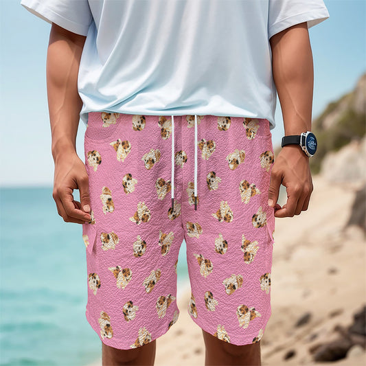 Cute Shih Tzu Pattern Print Men's Cargo Shorts