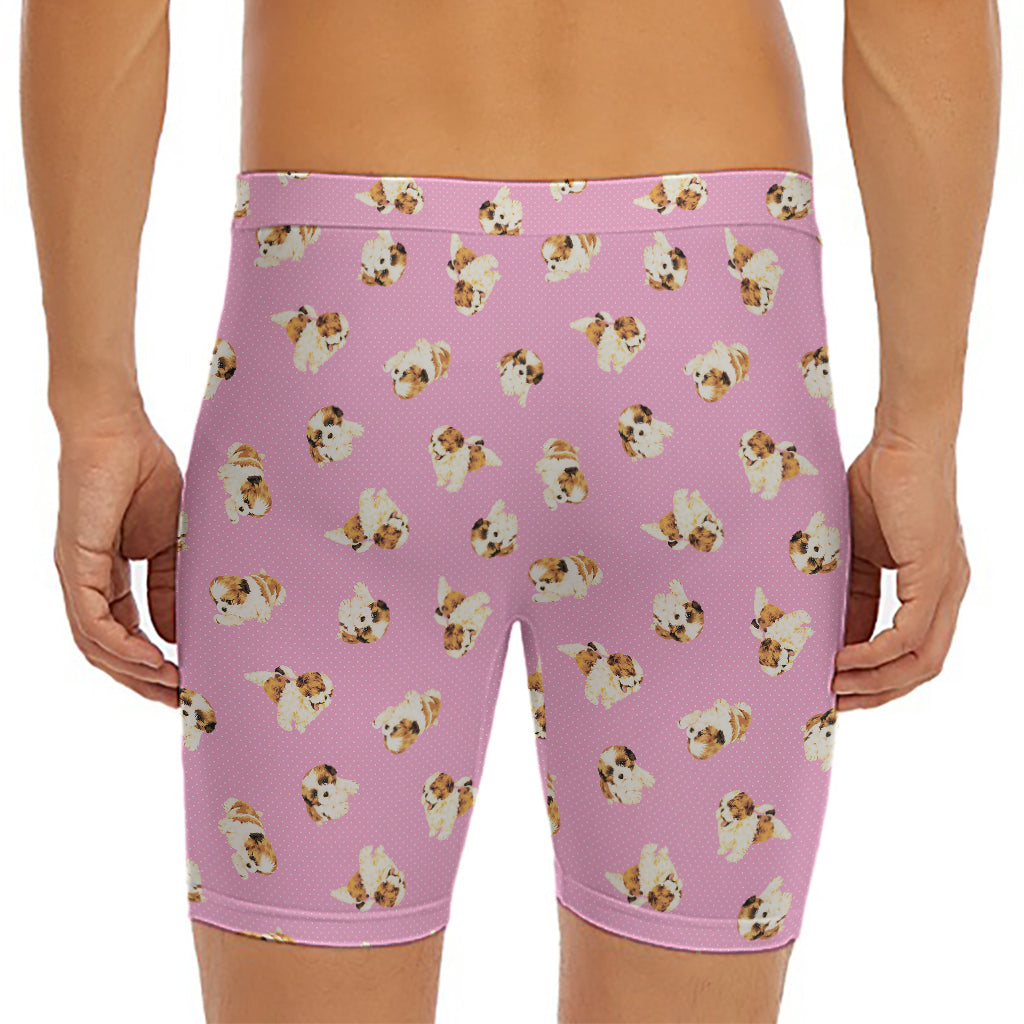 Cute Shih Tzu Pattern Print Men's Long Boxer Briefs