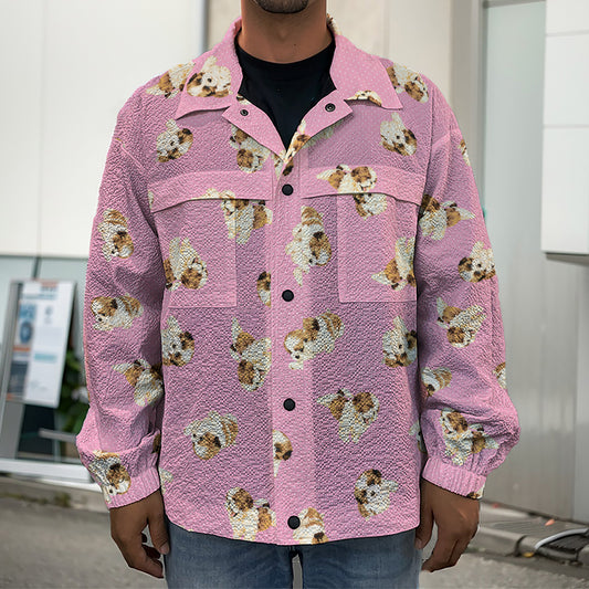 Cute Shih Tzu Pattern Print Men's Shirt Jacket