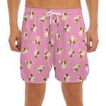 Cute Shih Tzu Pattern Print Men's Split Running Shorts