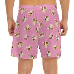 Cute Shih Tzu Pattern Print Men's Split Running Shorts