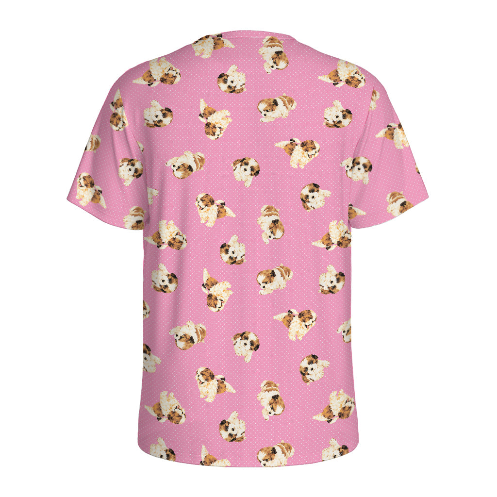 Cute Shih Tzu Pattern Print Men's Sports T-Shirt