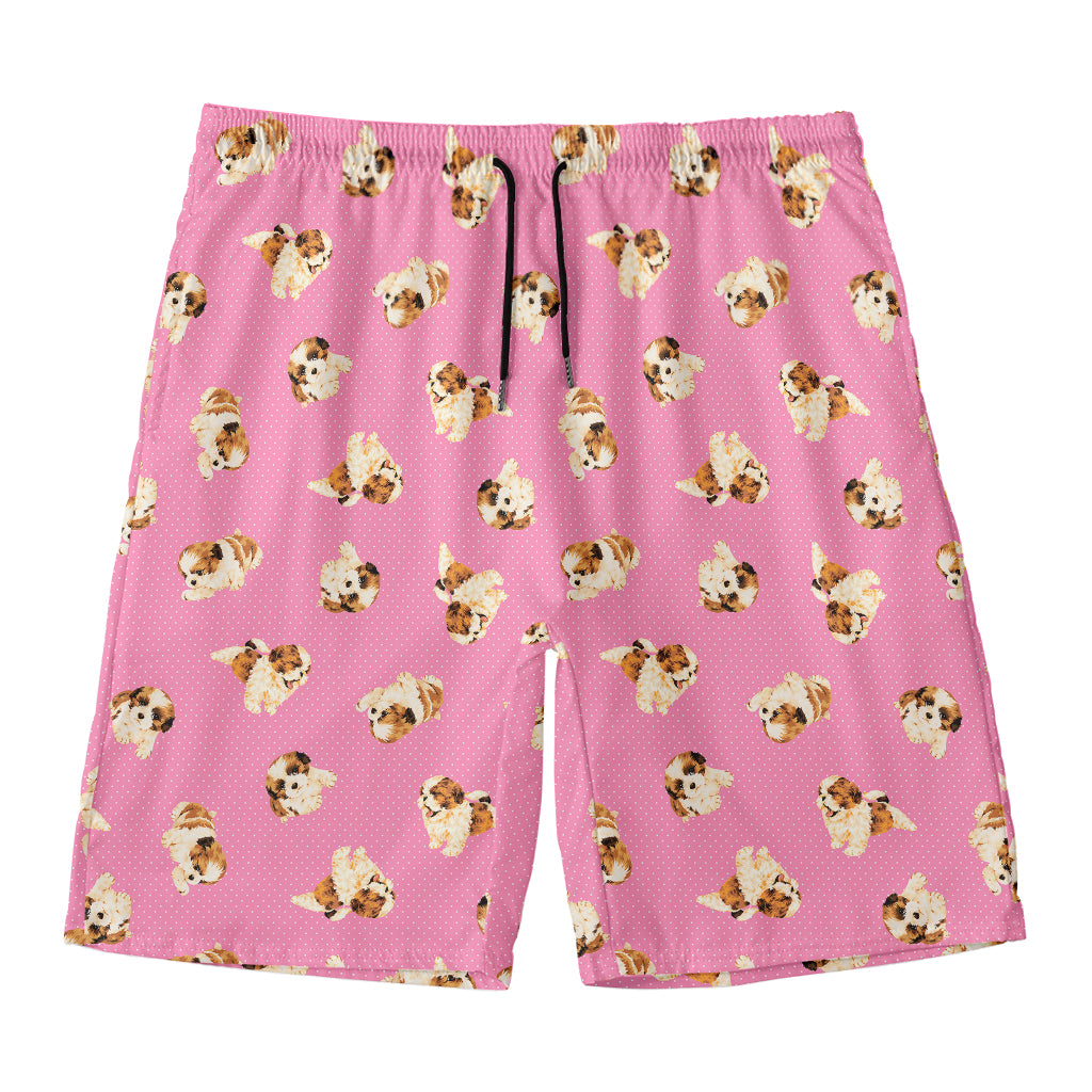 Cute Shih Tzu Pattern Print Men's Swim Trunks