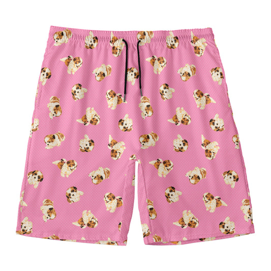 Cute Shih Tzu Pattern Print Men's Swim Trunks