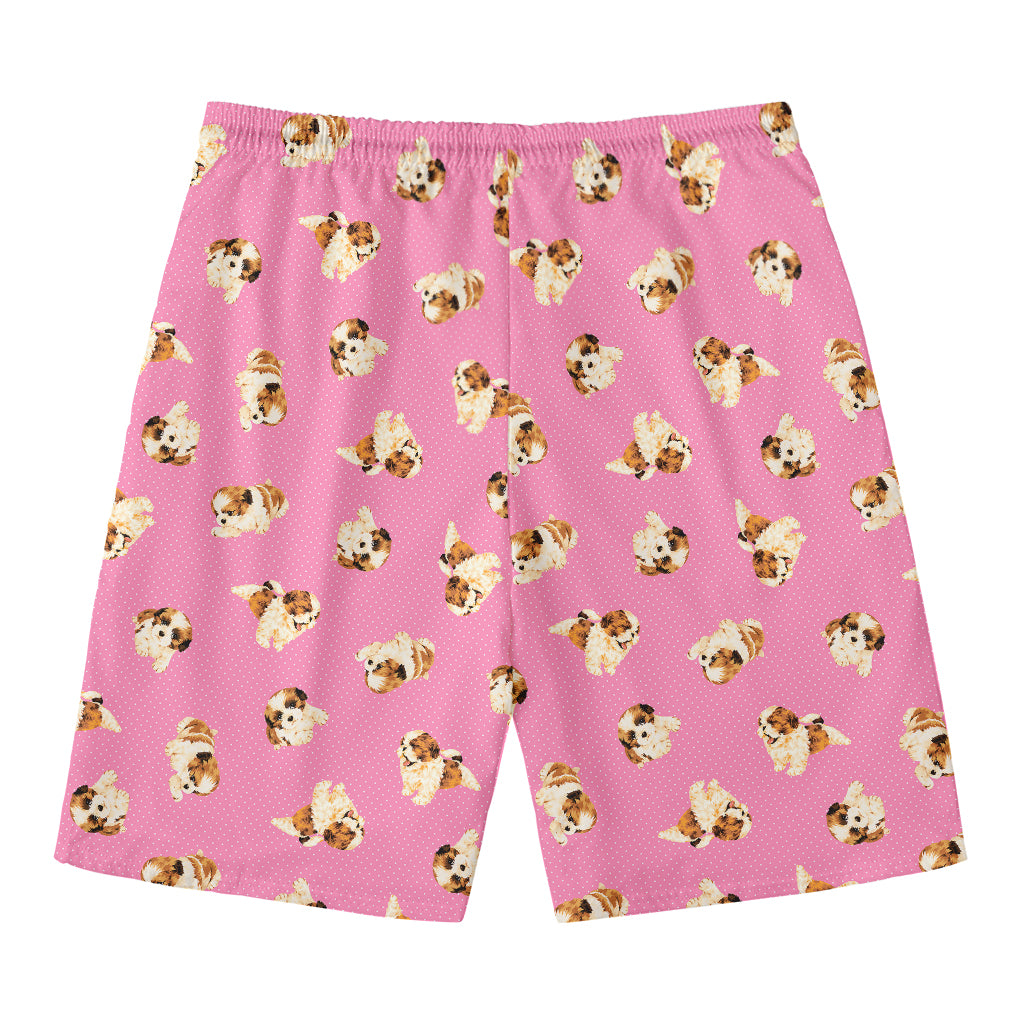 Cute Shih Tzu Pattern Print Men's Swim Trunks