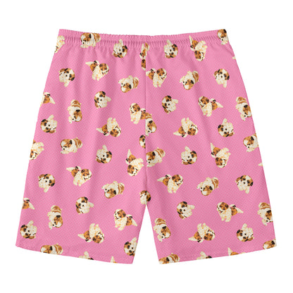 Cute Shih Tzu Pattern Print Men's Swim Trunks