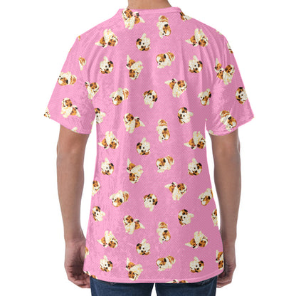 Cute Shih Tzu Pattern Print Men's Velvet T-Shirt