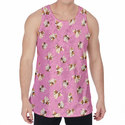 Cute Shih Tzu Pattern Print Men's Velvet Tank Top