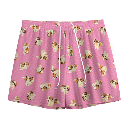 Cute Shih Tzu Pattern Print Mesh Shorts