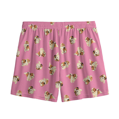 Cute Shih Tzu Pattern Print Mesh Shorts