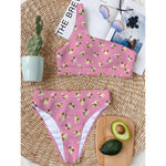 Cute Shih Tzu Pattern Print One Shoulder Bikini Top
