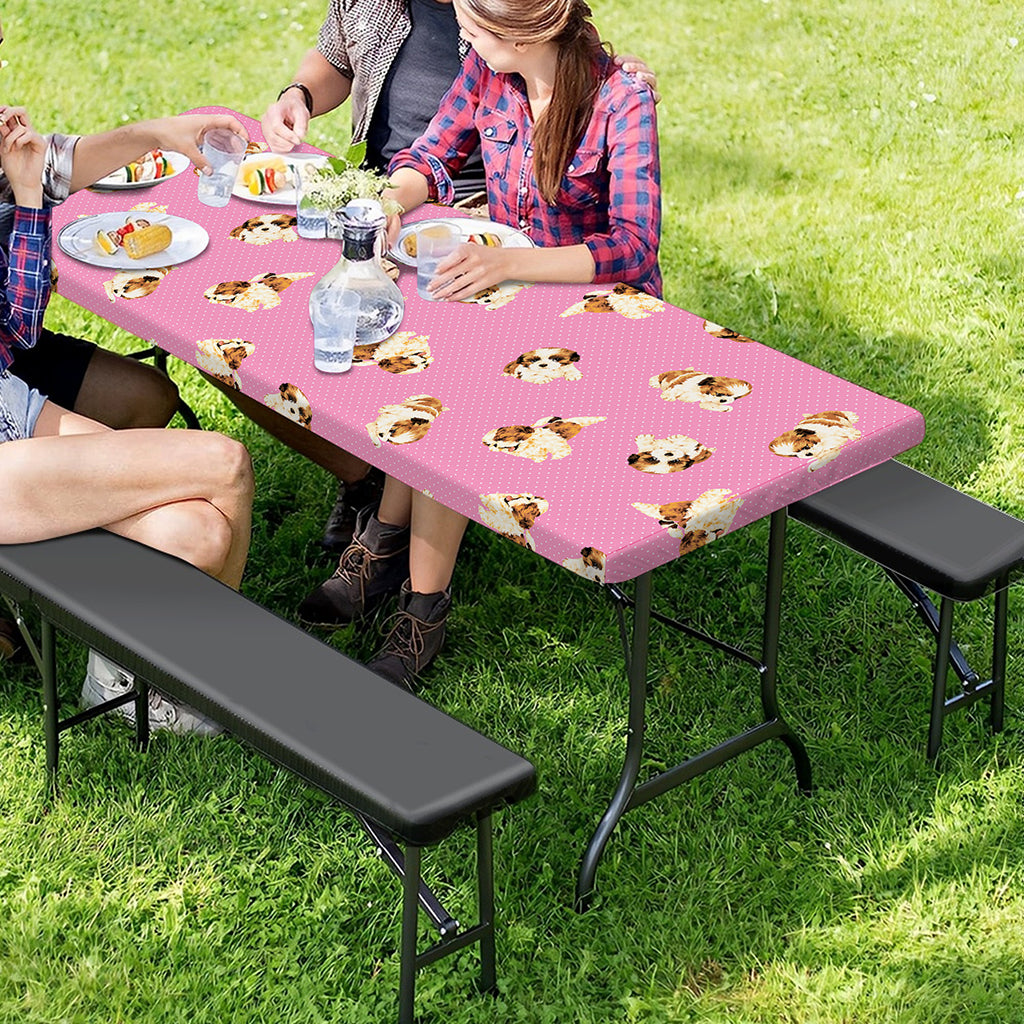 Cute Shih Tzu Pattern Print Picnic Table Cover