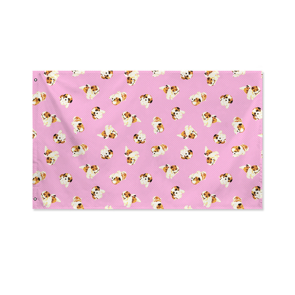 Cute Shih Tzu Pattern Print Polyester Flag