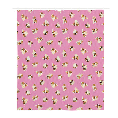 Cute Shih Tzu Pattern Print Polyester Shower Curtain