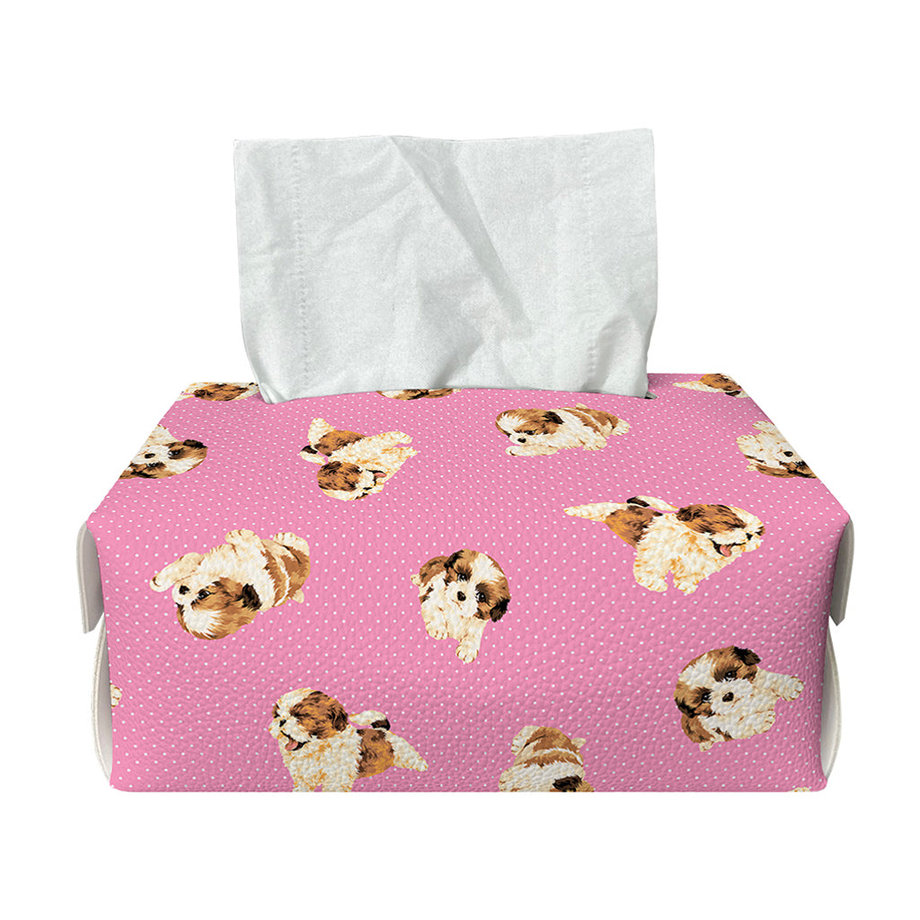 Cute Shih Tzu Pattern Print Rectangle Tissue Box Cover