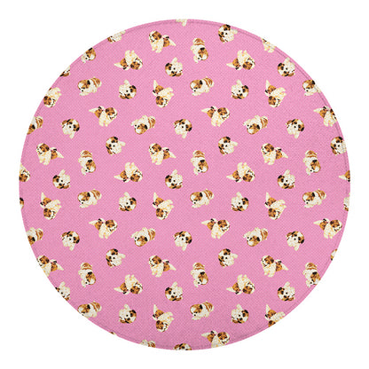 Cute Shih Tzu Pattern Print Round Blanket