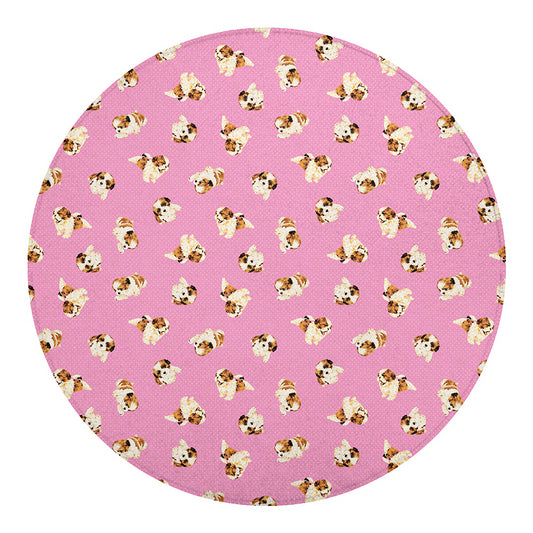Cute Shih Tzu Pattern Print Round Blanket