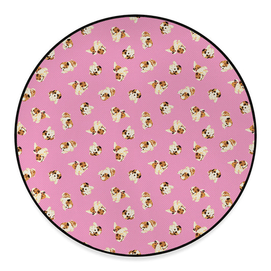 Cute Shih Tzu Pattern Print Round Floor Mat