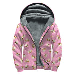 Cute Shih Tzu Pattern Print Sherpa Lined Zip Up Hoodie