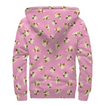 Cute Shih Tzu Pattern Print Sherpa Lined Zip Up Hoodie