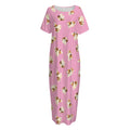 Cute Shih Tzu Pattern Print Short Sleeve Long Nightdress
