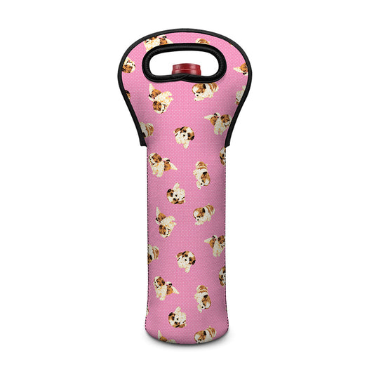Cute Shih Tzu Pattern Print Single Neoprene Wine Tote