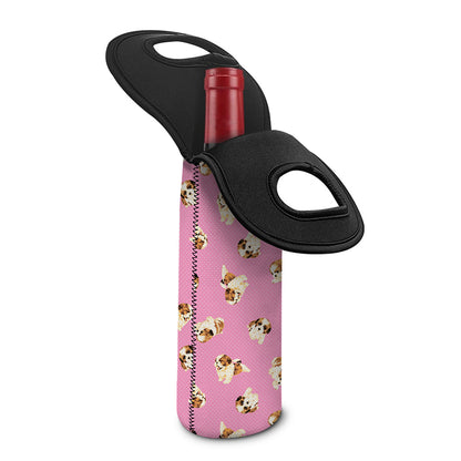 Cute Shih Tzu Pattern Print Single Neoprene Wine Tote