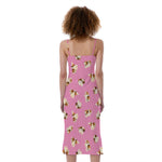 Cute Shih Tzu Pattern Print Slim Fit Midi Cami Dress