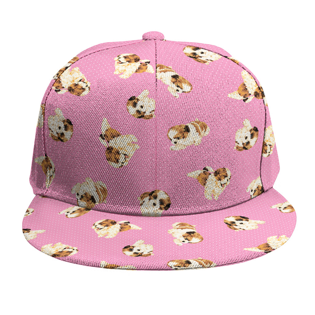 Cute Shih Tzu Pattern Print Snapback Cap