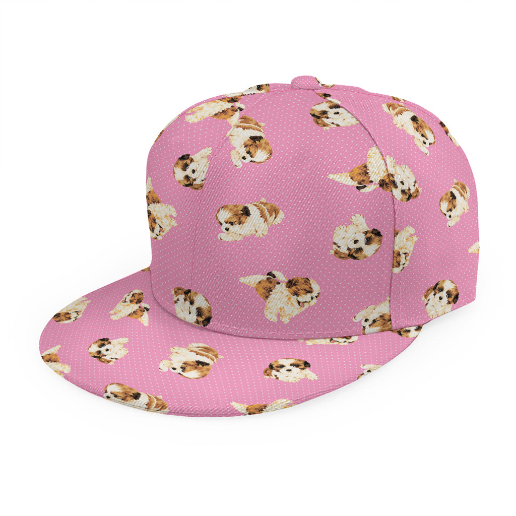 Cute Shih Tzu Pattern Print Snapback Cap