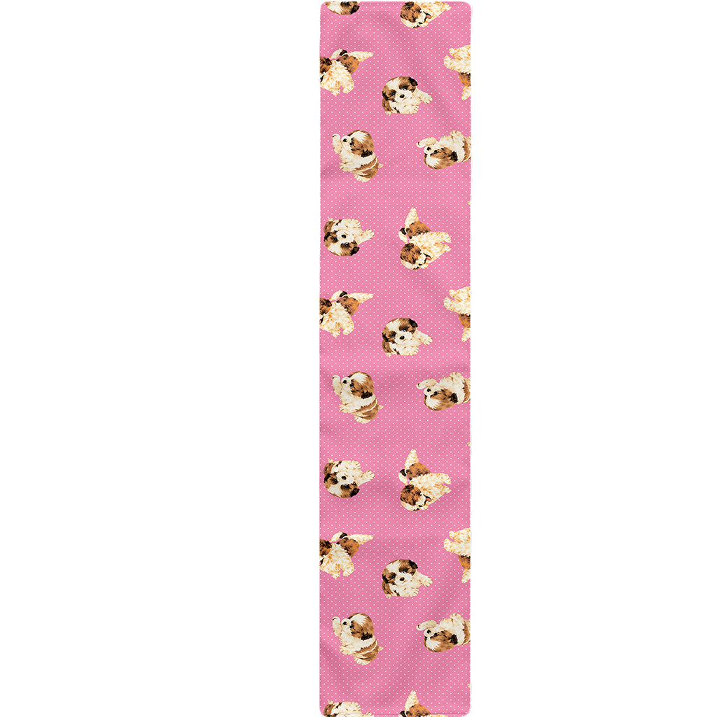 Cute Shih Tzu Pattern Print Table Runner