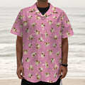 Cute Shih Tzu Pattern Print Textured Short Sleeve Shirt