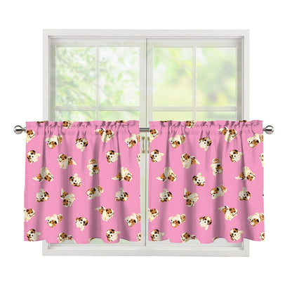 Cute Shih Tzu Pattern Print Tier Curtains