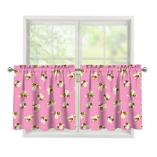 Cute Shih Tzu Pattern Print Tier Curtains