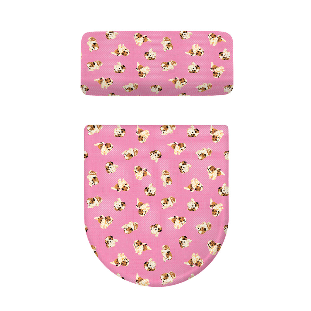 Cute Shih Tzu Pattern Print Toilet Lid And Tank Cover Set