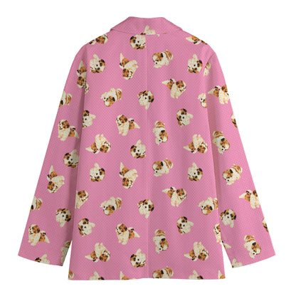 Cute Shih Tzu Pattern Print Women's Blazer