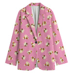 Cute Shih Tzu Pattern Print Women's Cotton Blazer