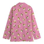 Cute Shih Tzu Pattern Print Women's Cotton Blazer