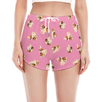Cute Shih Tzu Pattern Print Women's Split Running Shorts