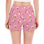 Cute Shih Tzu Pattern Print Women's Split Running Shorts