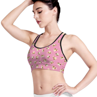 Cute Shih Tzu Pattern Print Women's Sports Bra